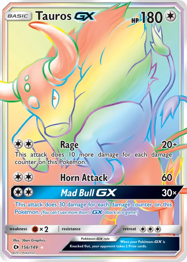 Tauros-GX Pokémon Sun & Moon #156 Holo