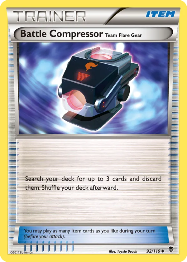 Battle Compressor Team Flare Gear Pokémon Phantom Forces #92 Reverse Holo