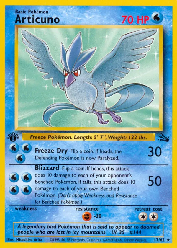 Articuno Pokémon Fossil #17 1st Edition