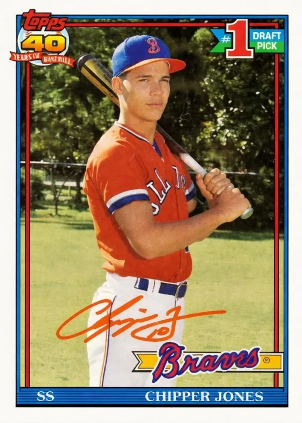 Chipper Jones 1991 Topps Autograph Baseball #333