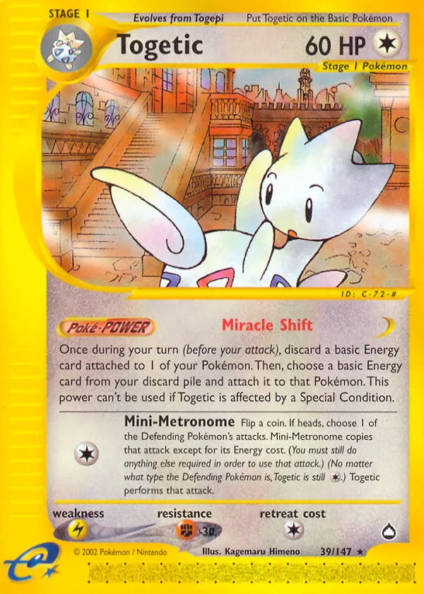 Togetic Pokémon Aquapolis #39 Reverse Holo