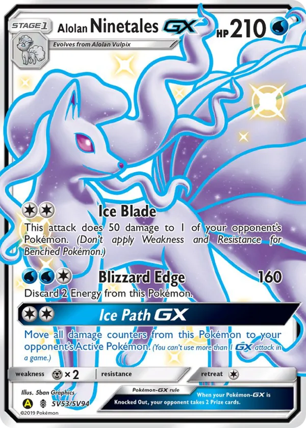 Alolan Ninetales-GX Pokémon Hidden Fates Shiny Vault #SV53 Holo