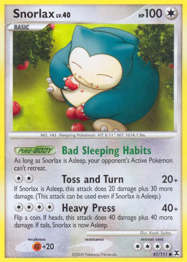 Snorlax Pokémon Rising Rivals #81 Reverse Holo