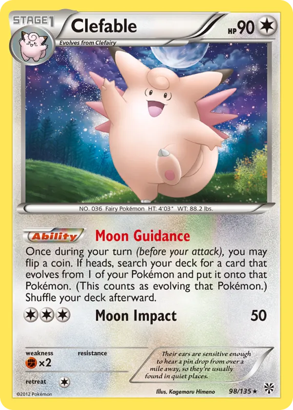 Clefable Pokémon Plasma Storm #98 Reverse Holo