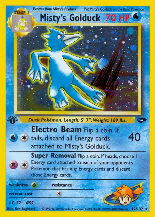 Misty's Golduck Pokémon Gym Challenge #12 1st Edition Holo