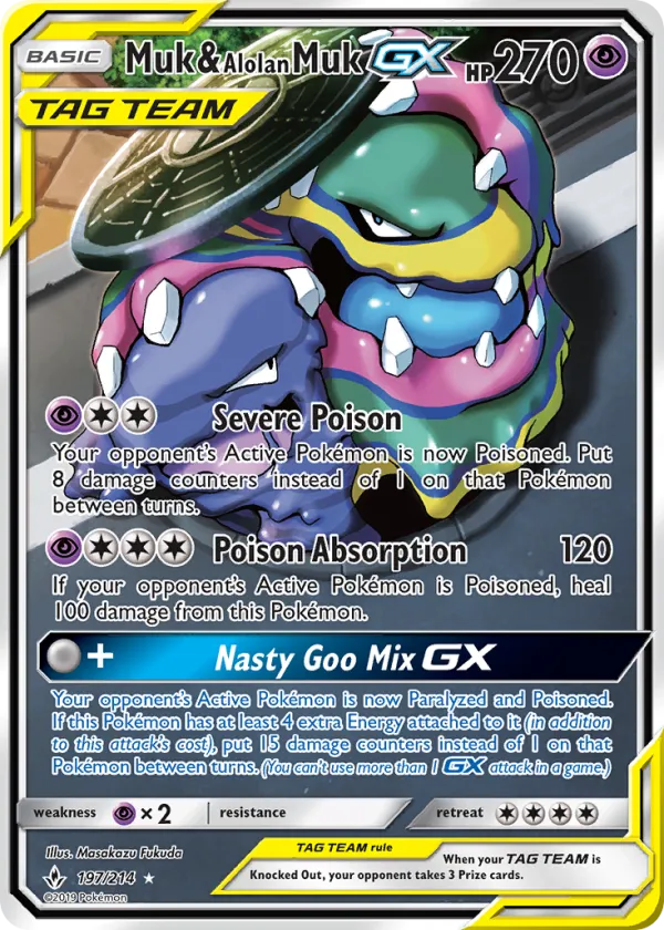 Muk & Alolan Muk-GX Pokémon Unbroken Bonds #197 Holo