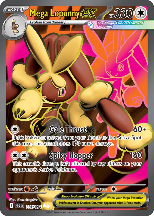 Mega Lopunny ex Pokémon Phantasmal Flames #115 Holo