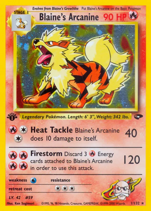 Blaine's Arcanine Pokémon Gym Challenge #1 Unlimited Holo