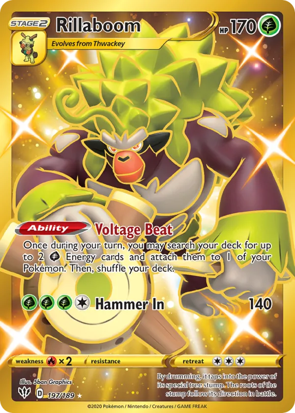 Rillaboom Pokémon Darkness Ablaze #197 Holo