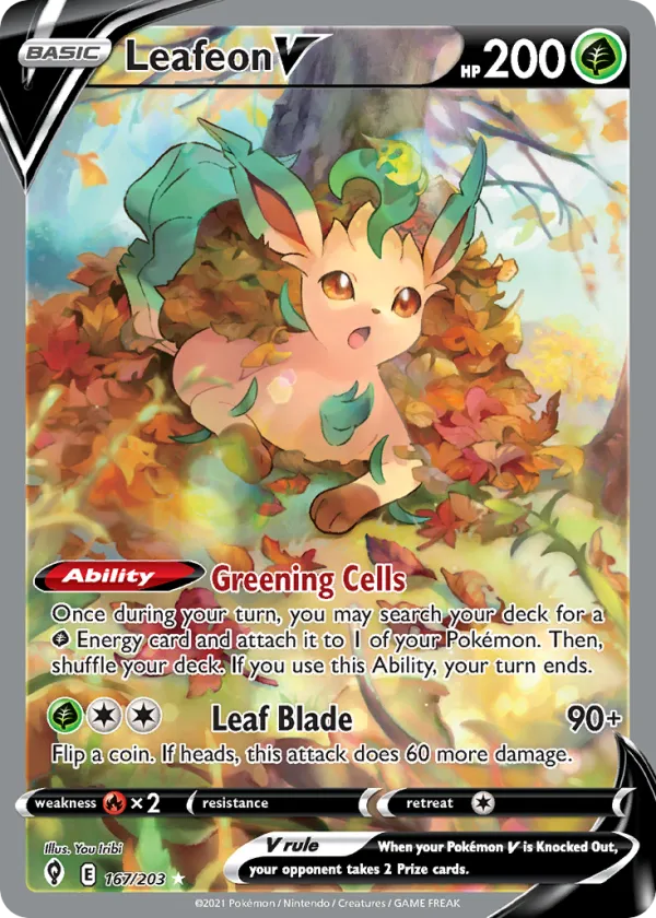 Leafeon V Pokémon Evolving Skies #167 Holo