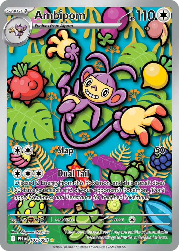 Ambipom Pokémon Phantasmal Flames #107 Holo