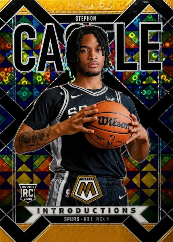 Stephon Castle 2024 Panini Mosaic Introductions Basketball Fast Break Gold Black #20