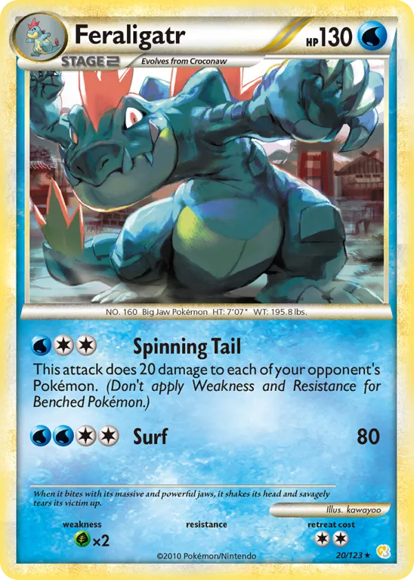 Feraligatr Pokémon HeartGold & SoulSilver #20 Reverse Holo
