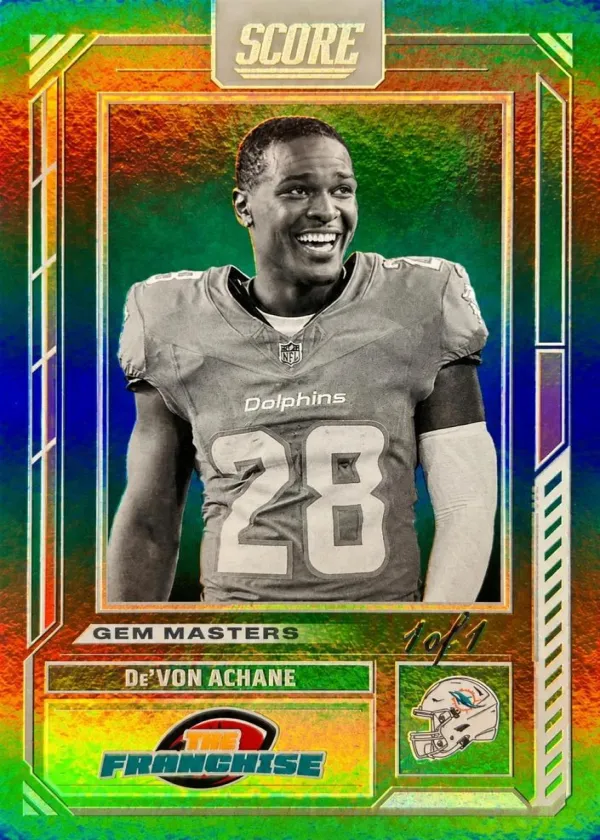 De'Von Achane 2025 Panini Score The Franchise Football Gem Masters #20