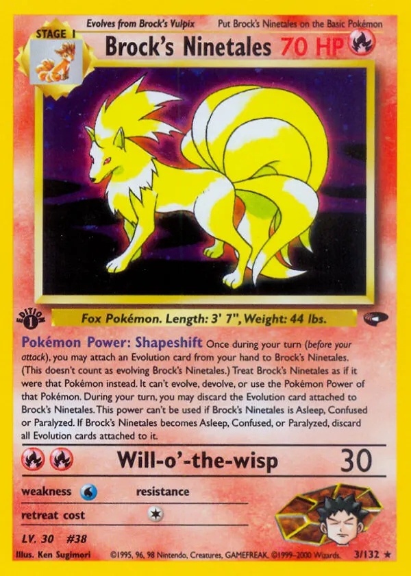 Brock's Ninetales Pokémon Gym Challenge #3 Unlimited Holo