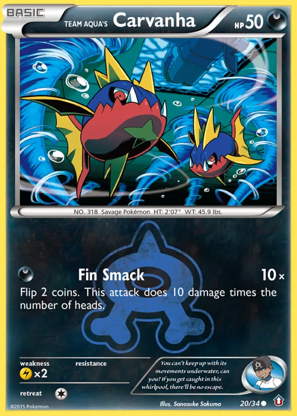 Team Aqua's Carvanha Pokémon Double Crisis #20 Reverse Holo