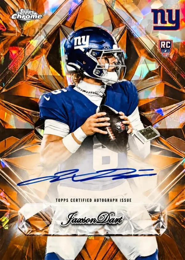 Jaxson Dart 2025 Topps Chrome Rookies Autographs Football Orange Refractor #RA-JD