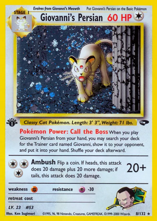 Giovanni's Persian Pokémon Gym Challenge #8 Unlimited Holo