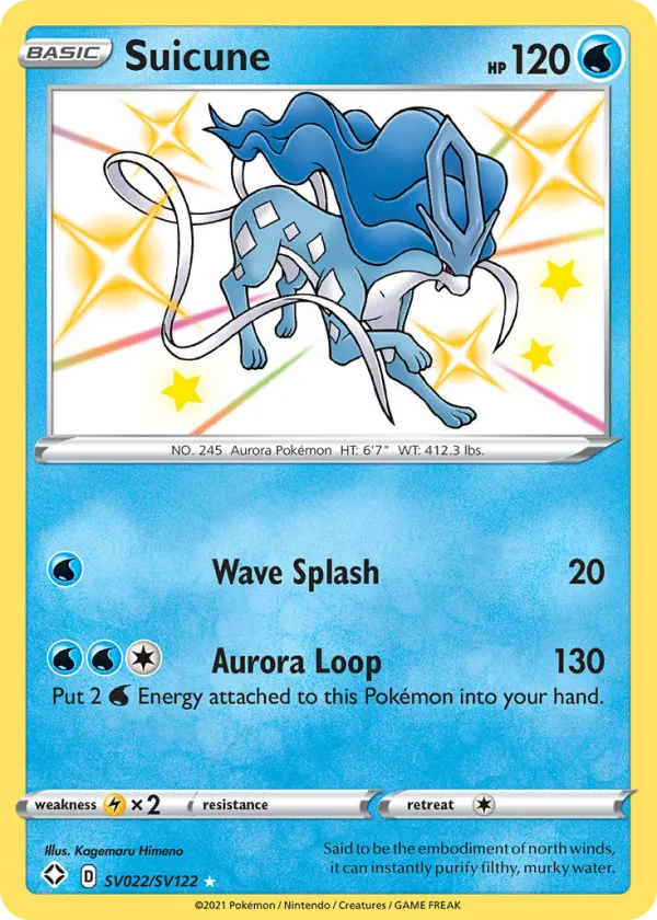 Suicune Pokémon Shining Fates Shiny Vault #SV022 Holo