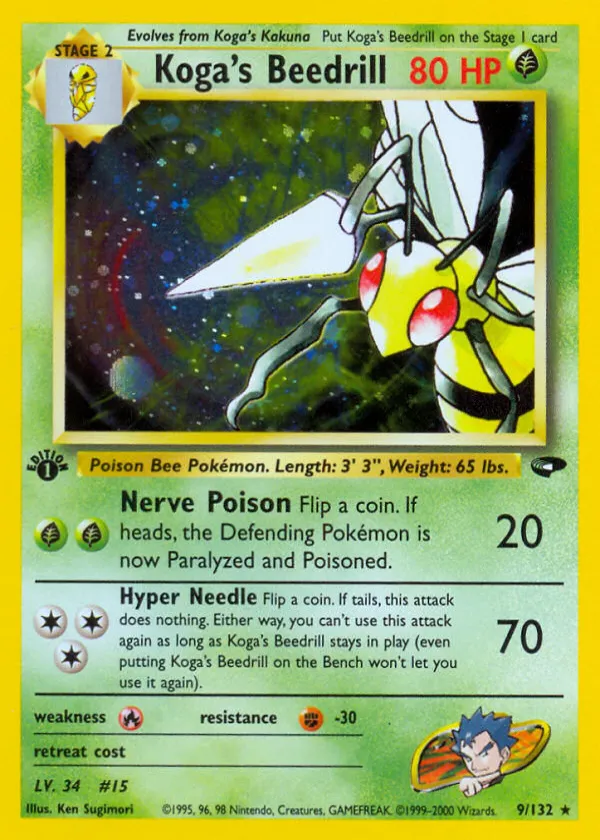 Koga's Beedrill Pokémon Gym Challenge #9 1st Edition Holo