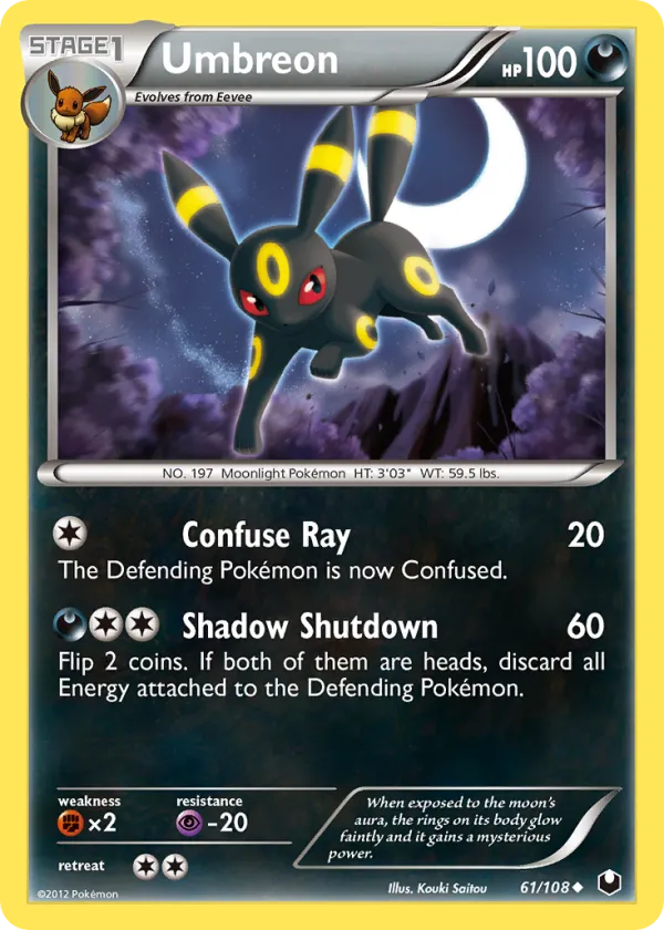 Umbreon Pokémon Dark Explorers #61 Reverse Holo