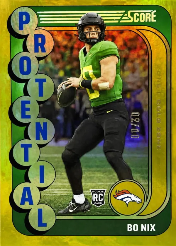 Bo Nix 2024 Panini Score Protential Football Gold Zone #11