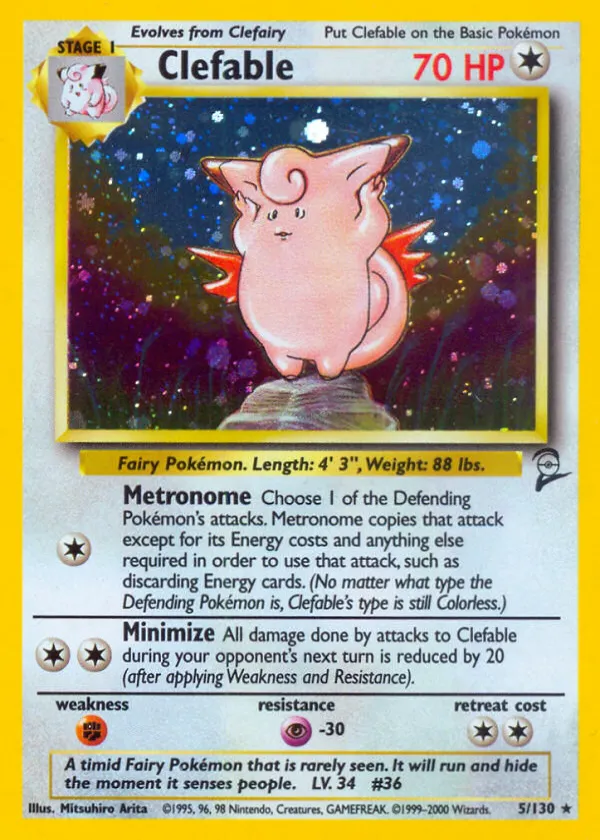 Clefable Pokémon Base Set 2 #5 Holo