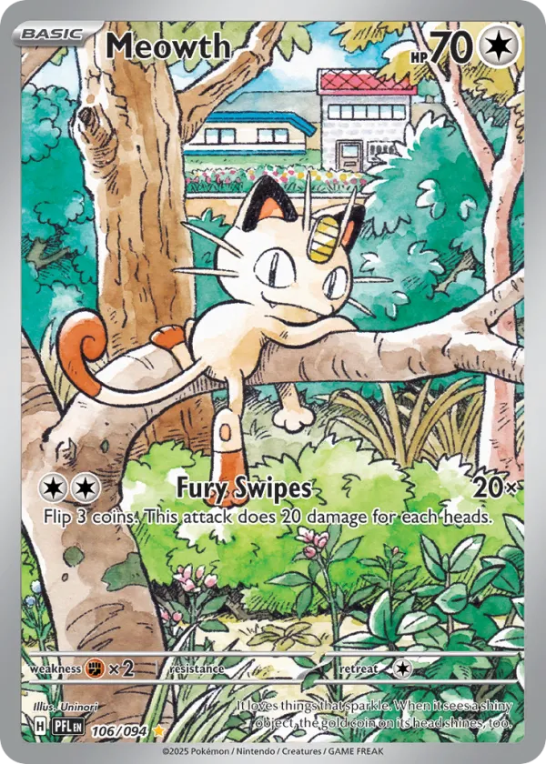 Meowth Pokémon Phantasmal Flames #106 Holo