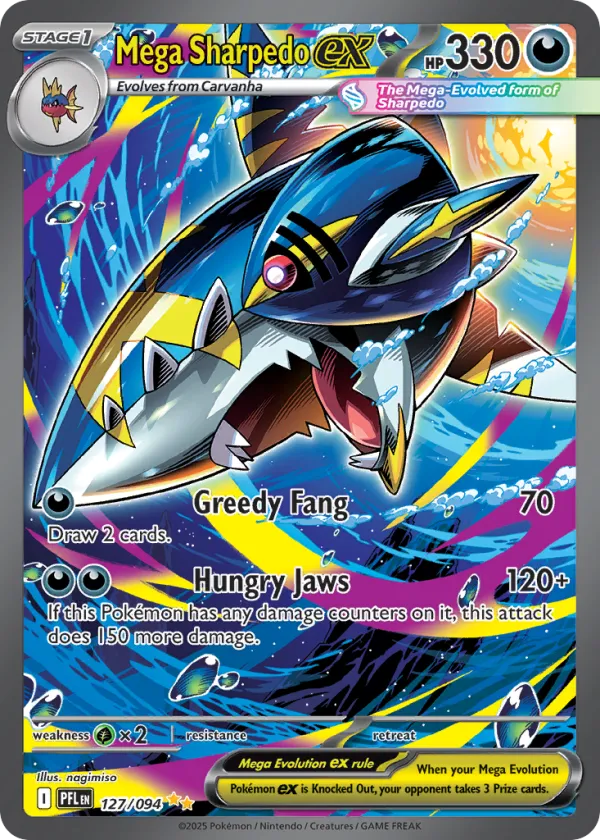Mega Sharpedo ex Pokémon Phantasmal Flames #127 Holo