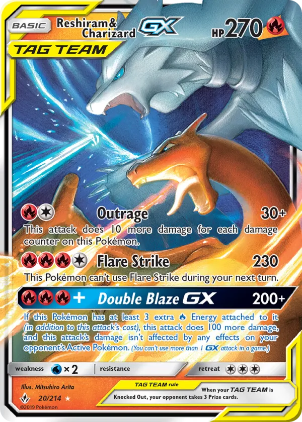 Reshiram & Charizard-GX Pokémon Unbroken Bonds #20 Holo
