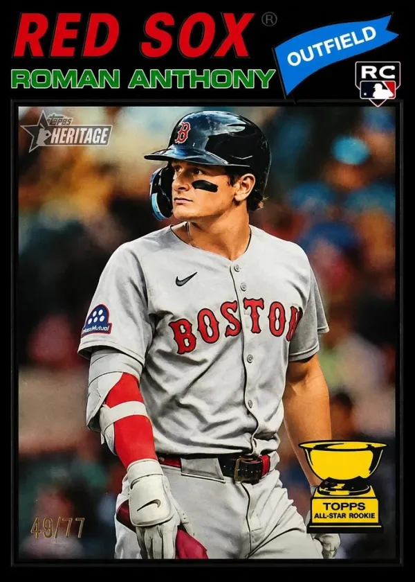 Roman Anthony 2026 Topps Heritage Chrome Baseball Black Bordered Refractor #86