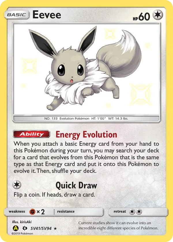 Eevee Pokémon Hidden Fates Shiny Vault #SV41 Holo