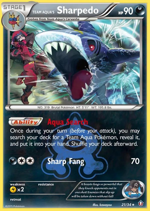 Team Aqua's Sharpedo Pokémon Double Crisis #21 Reverse Holo