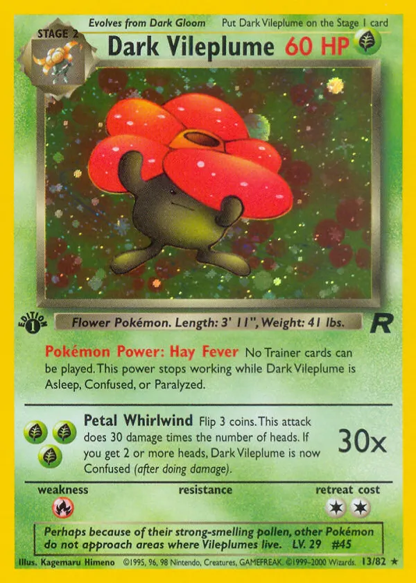 Dark Vileplume Pokémon Team Rocket #13 Unlimited Holo