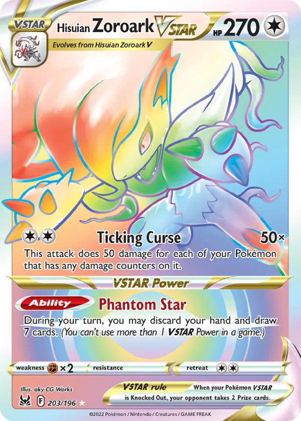 Hisuian Zoroark VSTAR Pokémon Lost Origin #203 Holo