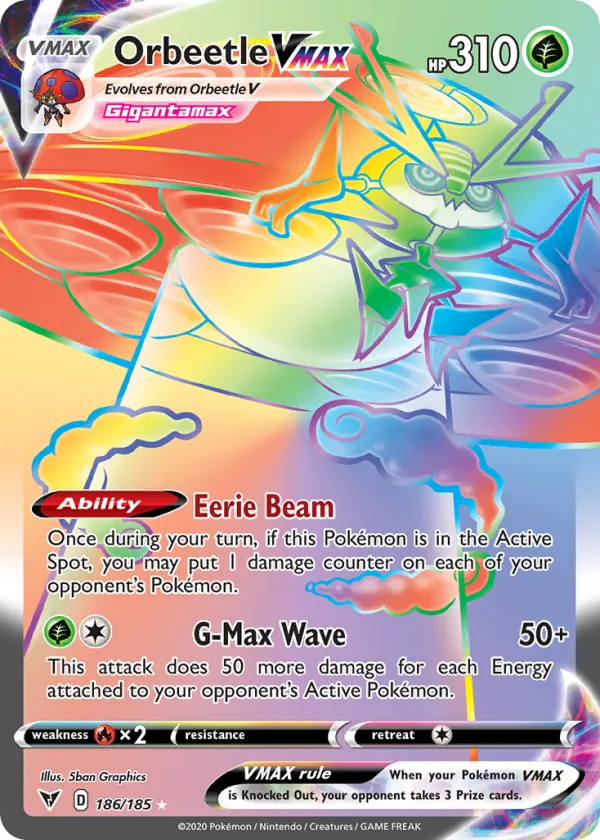 Orbeetle VMAX Pokémon Vivid Voltage #186 Holo