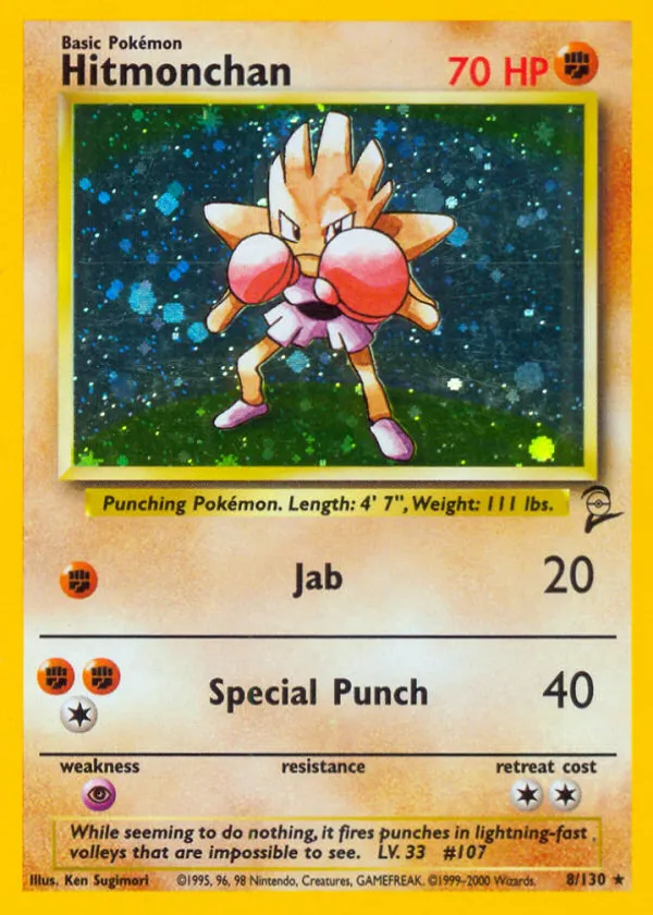 Hitmonchan Pokémon Base Set 2 #8 Holo