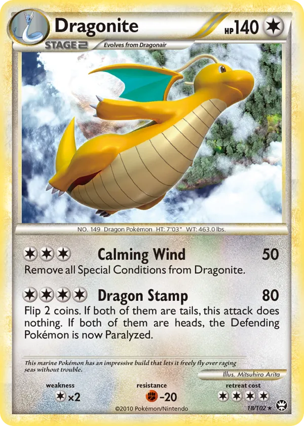 Dragonite Pokémon HS—Triumphant #18 Reverse Holo