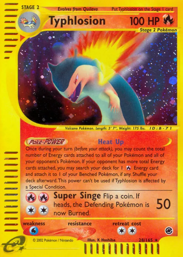 Typhlosion Pokémon Expedition Base Set #28 Reverse Holo