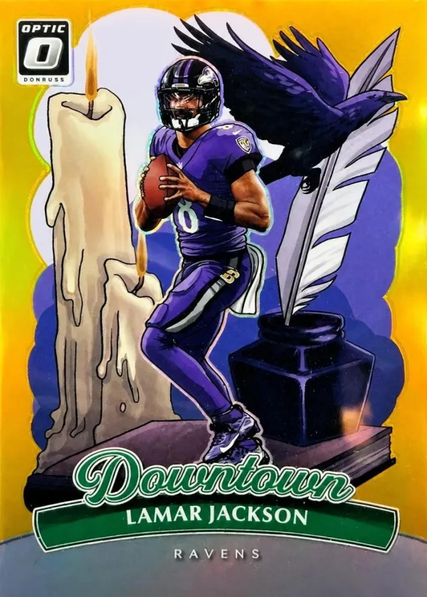 Lamar Jackson 2025 Donruss Optic Downtown Football Gold #1