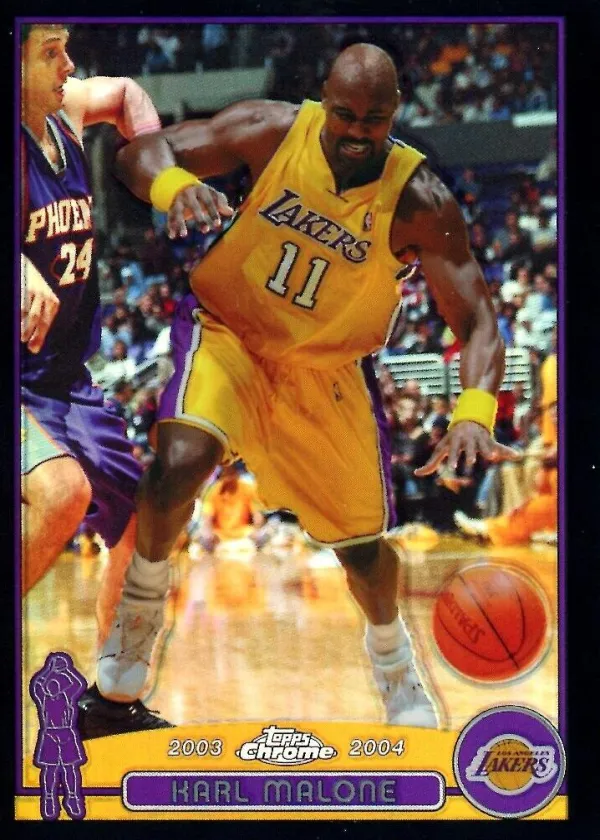 Karl Malone 2003 Topps Chrome Basketball Black Refractor #32