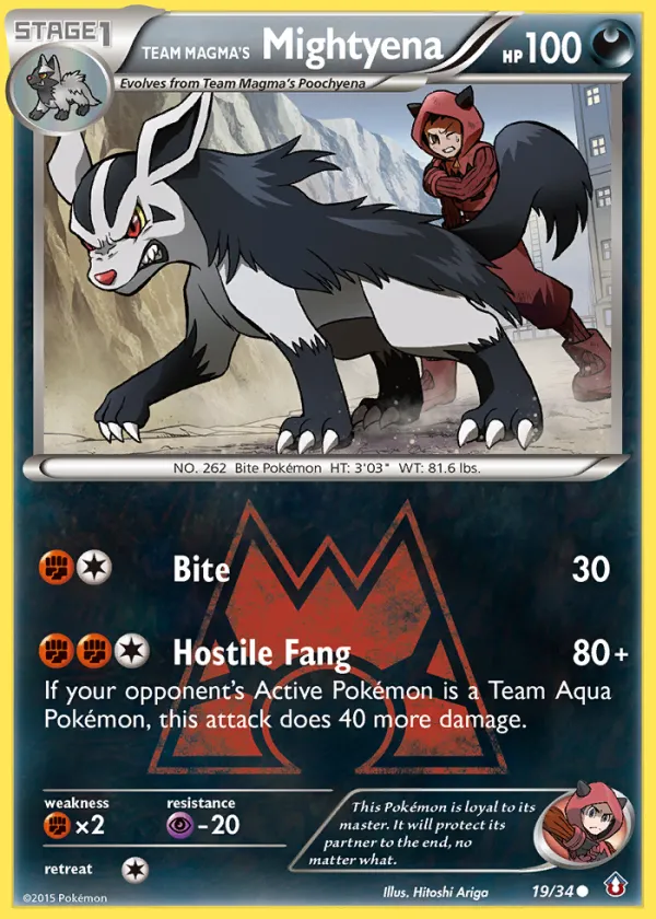 Team Magma's Mightyena Pokémon Double Crisis #19 Reverse Holo
