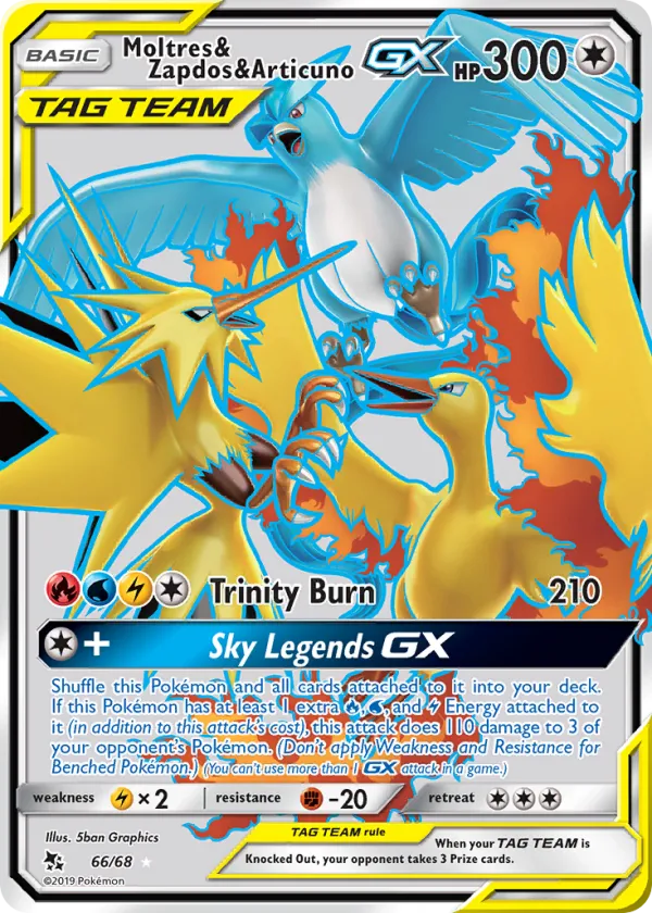 Moltres & Zapdos & Articuno-GX Pokémon Hidden Fates #66 Holo
