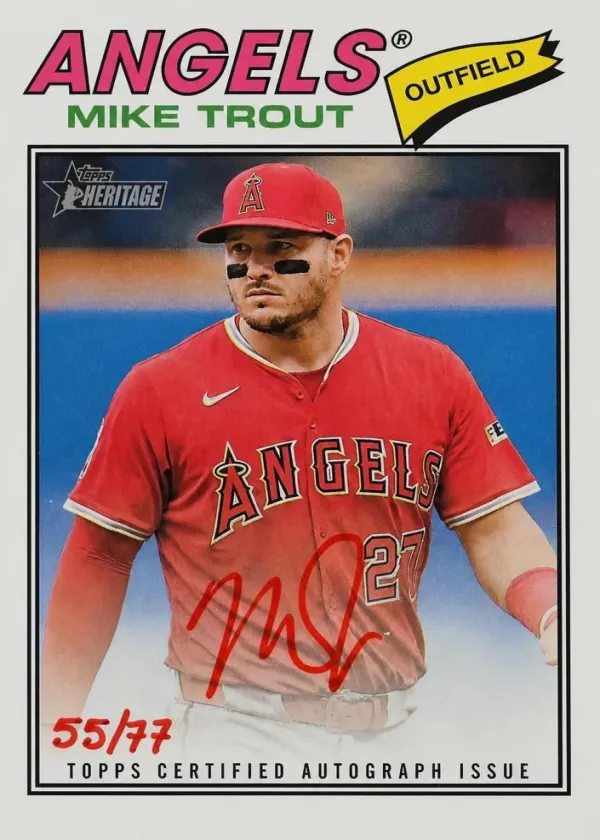 Mike Trout 2026 Topps Heritage Real One Autographs Baseball Special Edition Red Ink #ROA-MT