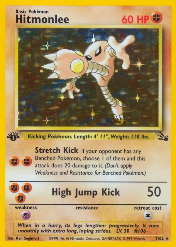 Hitmonlee Pokémon Fossil #7 Unlimited Holo