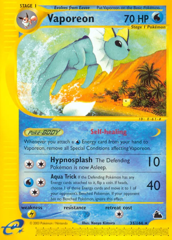 Vaporeon Pokémon Skyridge #33 Reverse Holo