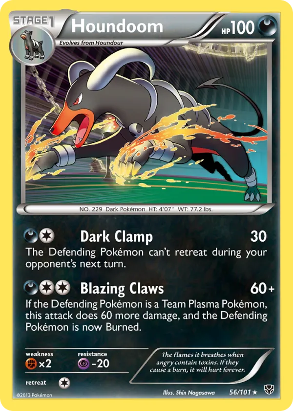 Houndoom Pokémon Plasma Blast #56 Reverse Holo