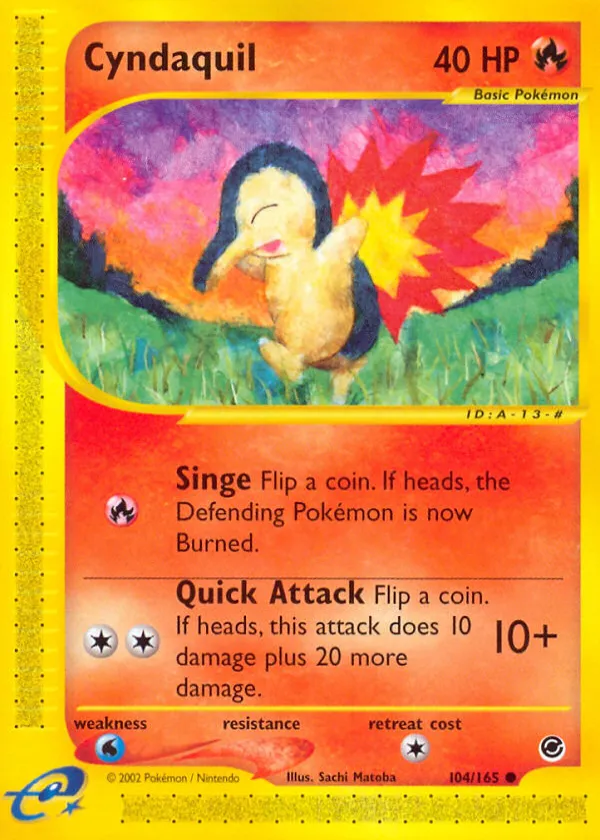 Cyndaquil Pokémon Expedition Base Set #104 Reverse Holo