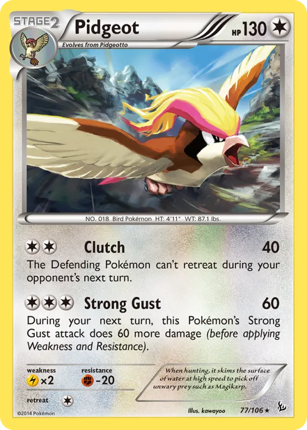 Pidgeot Pokémon Flashfire #77 Reverse Holo