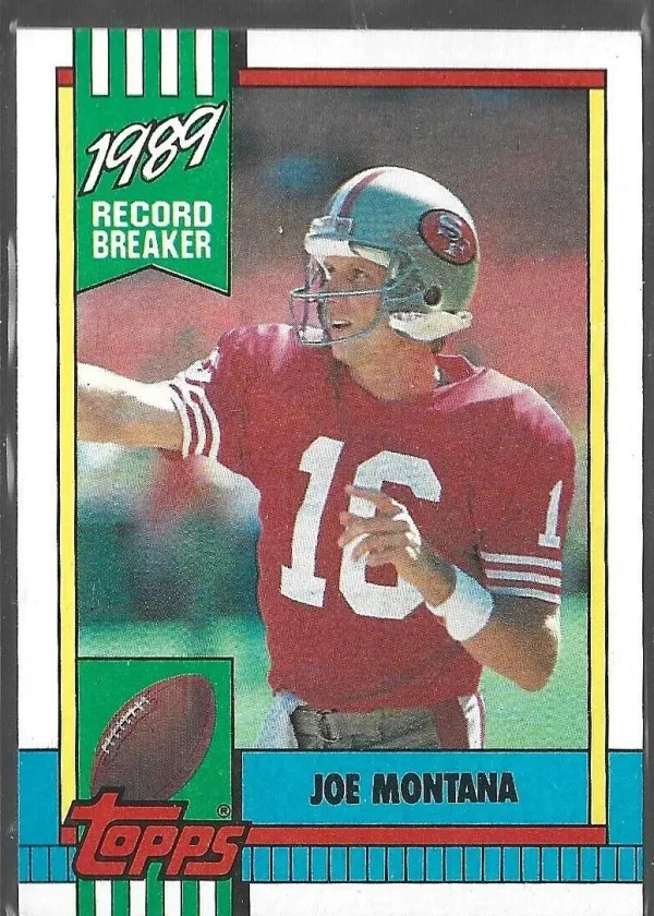 Joe Montana 1990 Topps Record Breaker Football Disclaimer Back #1